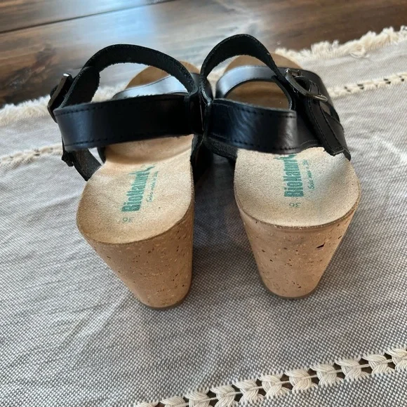BioNatura Stylish Black Leather Sandals clogs, size 36, EUC, made in Italy - Picture 4 of 7